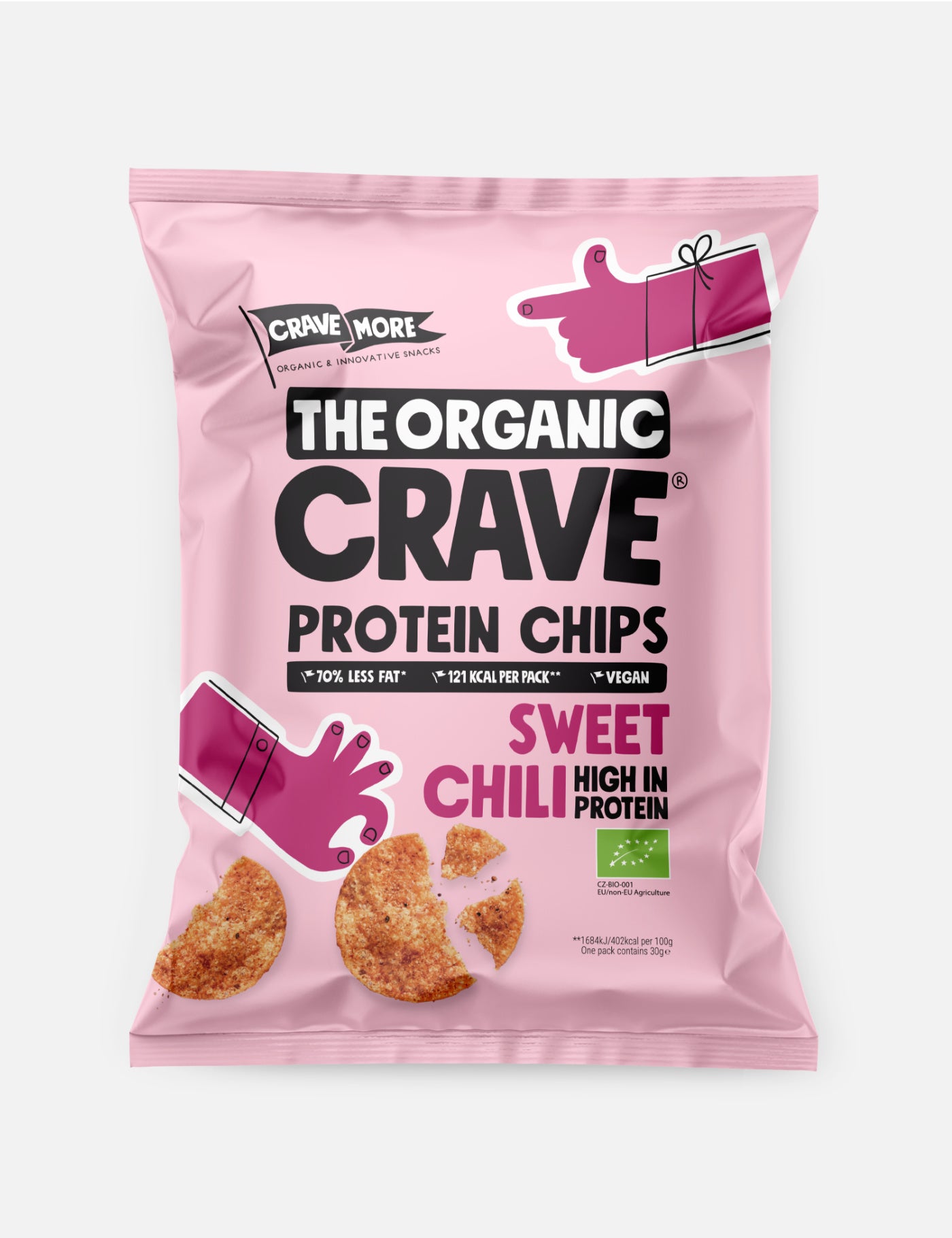 Organic protein chips with sweet chili 70 red. fat Plantbased